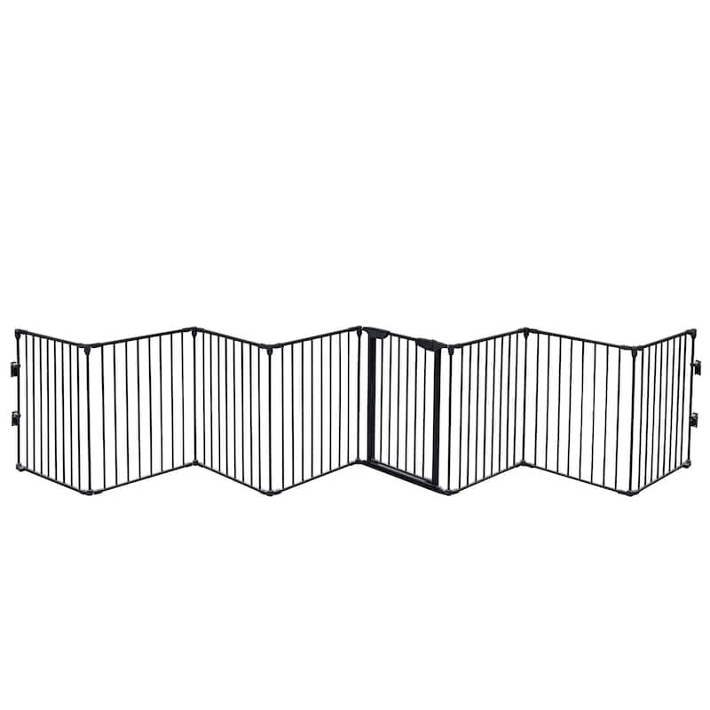 Adjustable Safety Gate Play Yard Metal Doorways Fireplace Fence