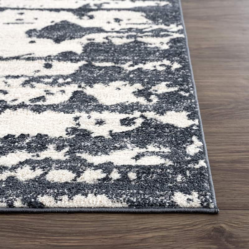 Abani Rugs Nuevo NUE130A Cream and Black Ink Splatter Area Rug