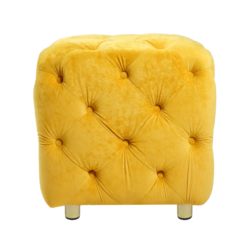 Velvet Upholstered Ottoman, Multi-Functional Dice-Shaped Foot Stool, Dressing Makeup Chair with Hidden Storage Compartment