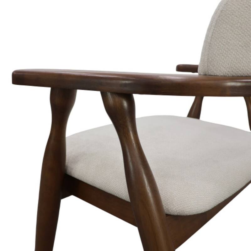 Christopher Knight Home - Mid-Cenutry Farmhouse Upholstered Wood Dining Chairs with Curved Backrest and Armrest, Set of 2