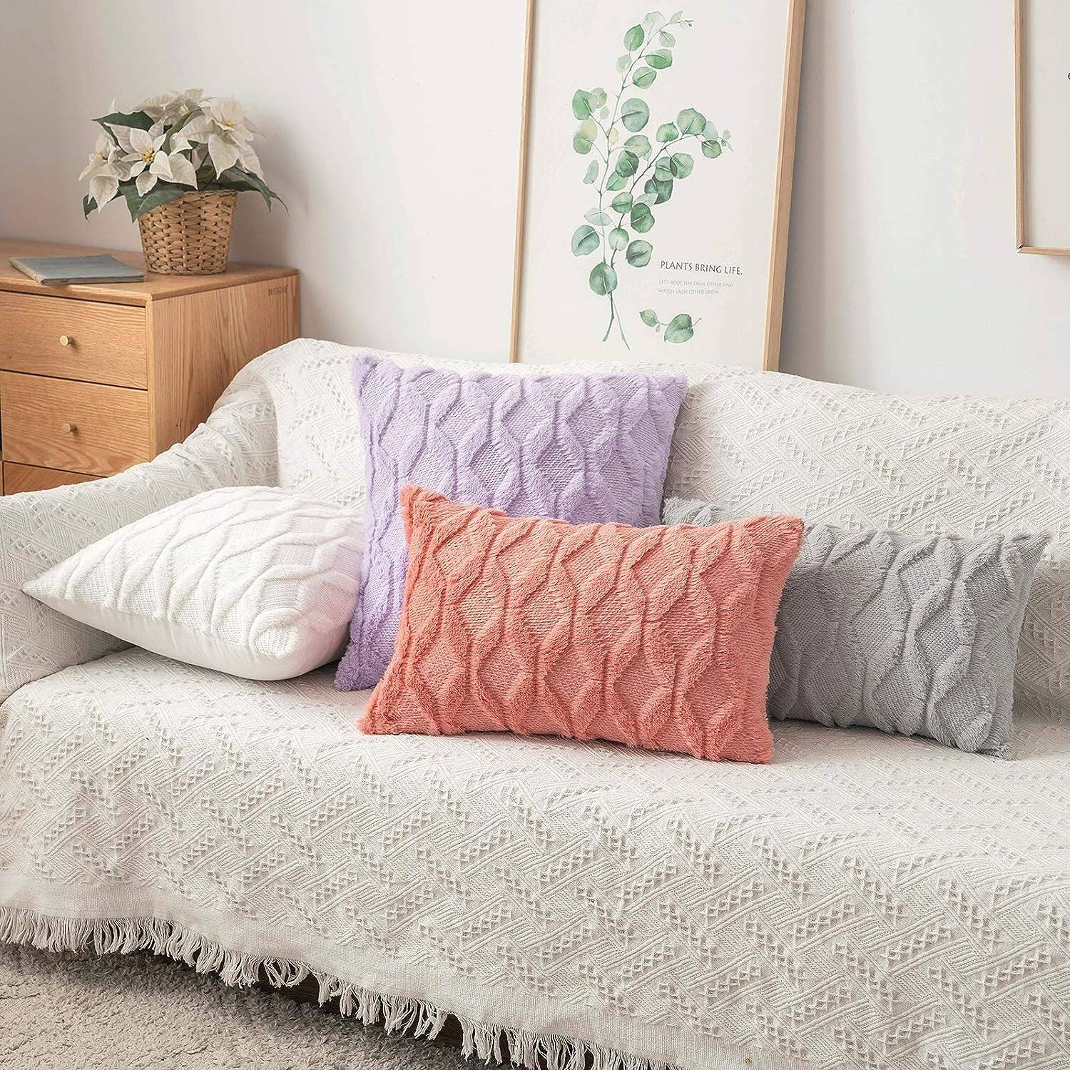 Throw Pillow Covers Set of 2 Decorative Farmhouse Couch Throw Pillows