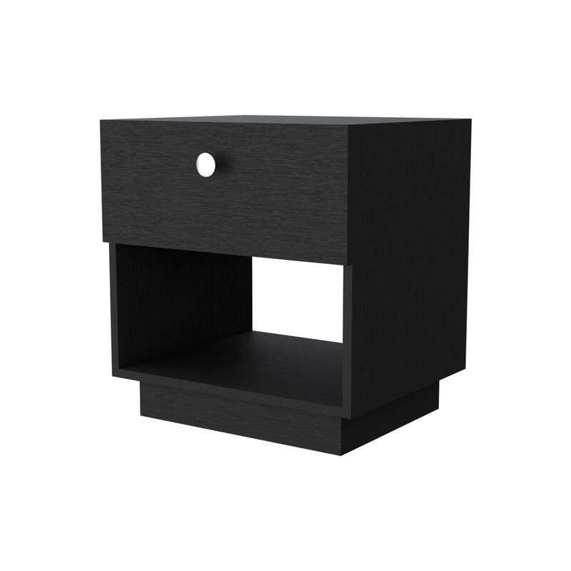 Stylish 1-Drawer Nightstand with Large Storage Shelf and Smooth Glide Mechanism