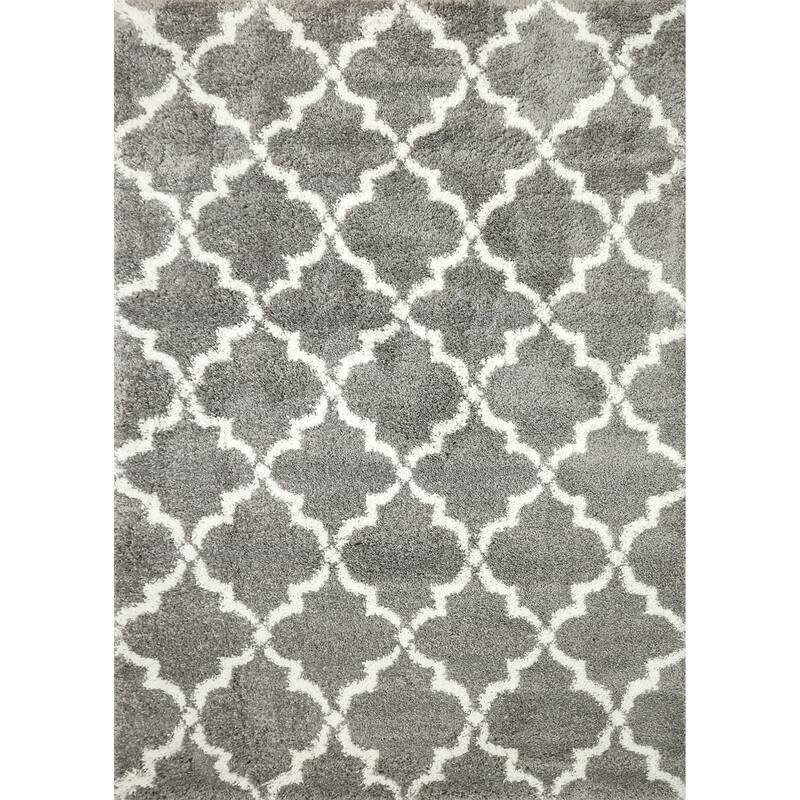 Dynamic Rugs Super Shaggy Polypropylene Shag Area Rug - 5X7 - Grey/Ivory