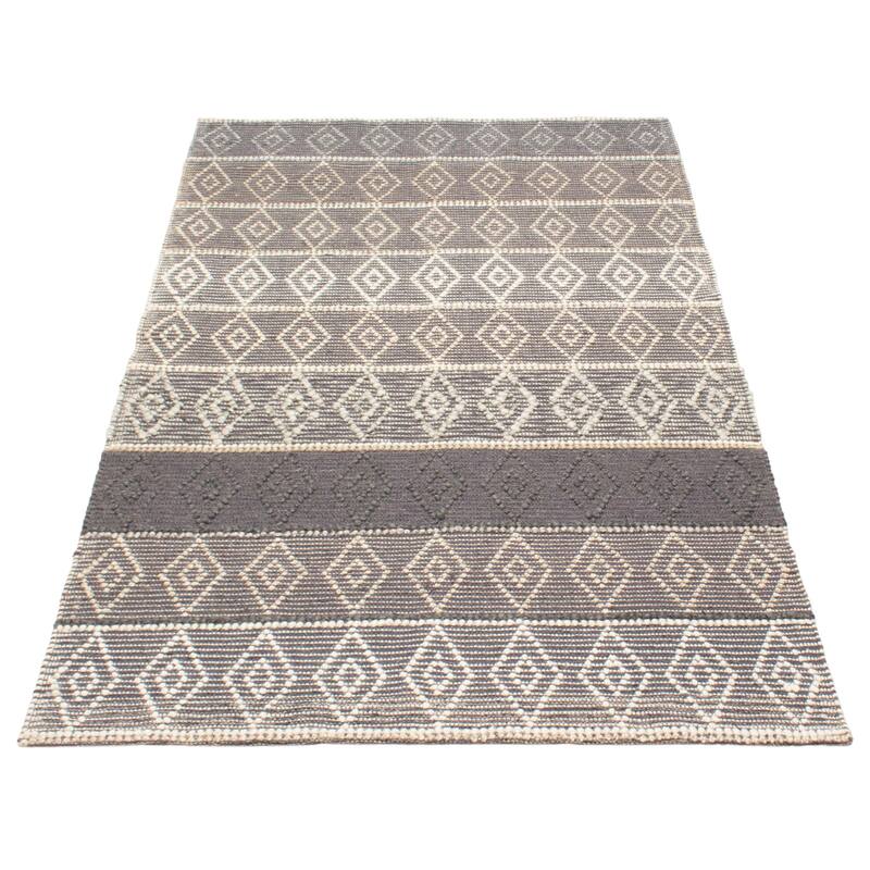 ECARPETGALLERY Braid weave Sienna Grey Wool Rug - 5'1 x 8'2