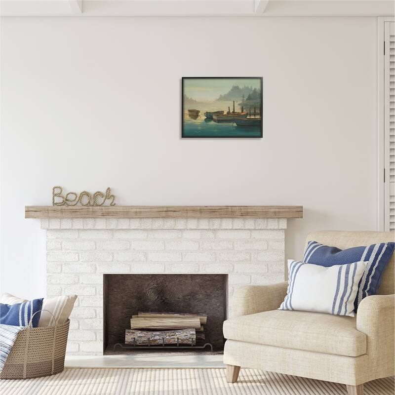 Stupell Docked Boats Landscape Framed Giclee Art Design by Michael Humphries
