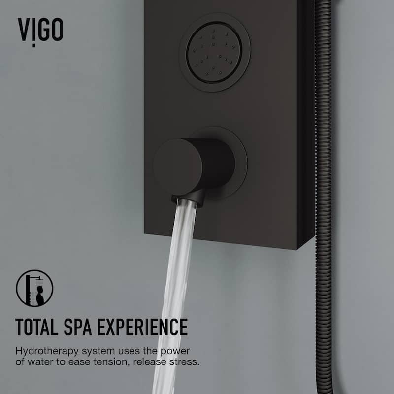VIGO Bowery 59" H x 6" W 4-Jet Shower Panel with Round Shower Head and Tub Filler