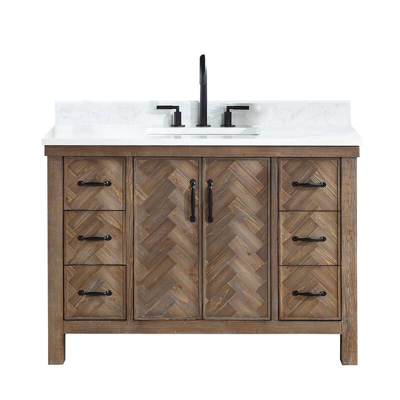 Javier Bath Vanity with Composite Stone Top without Mirror - 48in. - Antique Gray
