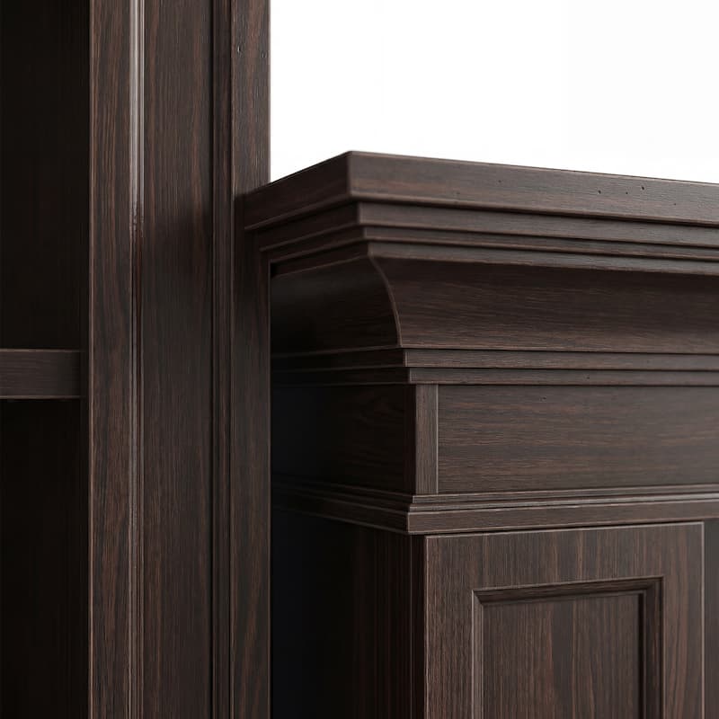 Electric Fireplace Mantel with Bookshelves, 115.5" Entertainment Center with Built-in Shelving