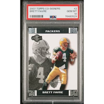 Brett Favre 2007 Topps Co-Signers Football Card #2 Graded PSA 10 - 8'6" x 11'6"