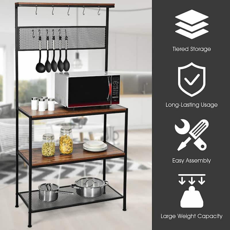 Gymax 4-Tier Kitchen Bakers Rack Microwave Oven Stand Industrial - See Details