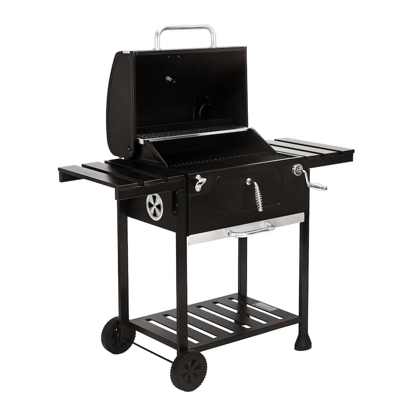 Royal Gourmet 24-Inch Movable Charcoal Grill with Foldable Side Tables
