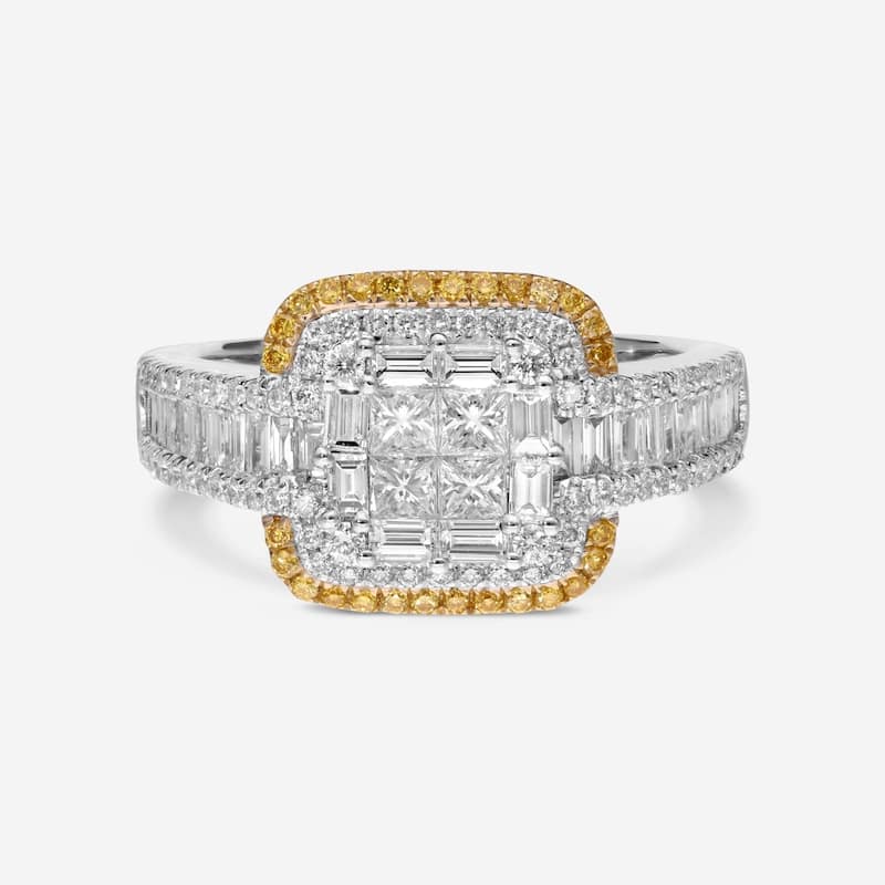 Gregg Ruth 18K Gold, White Diamond and Fancy Yellow Diamond Engagement Ring Sz. 6.5