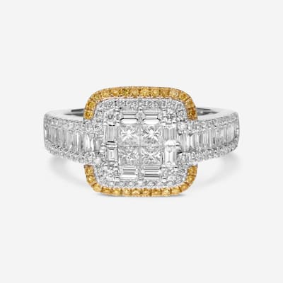 Gregg Ruth 18K Gold, White Diamond and Fancy Yellow Diamond Engagement Ring Sz. 6.5