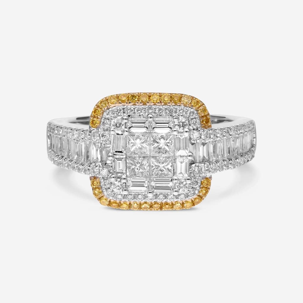 Gregg Ruth 18K Gold, White Diamond and Fancy Yellow Diamond Engagement Ring Sz. 6.5