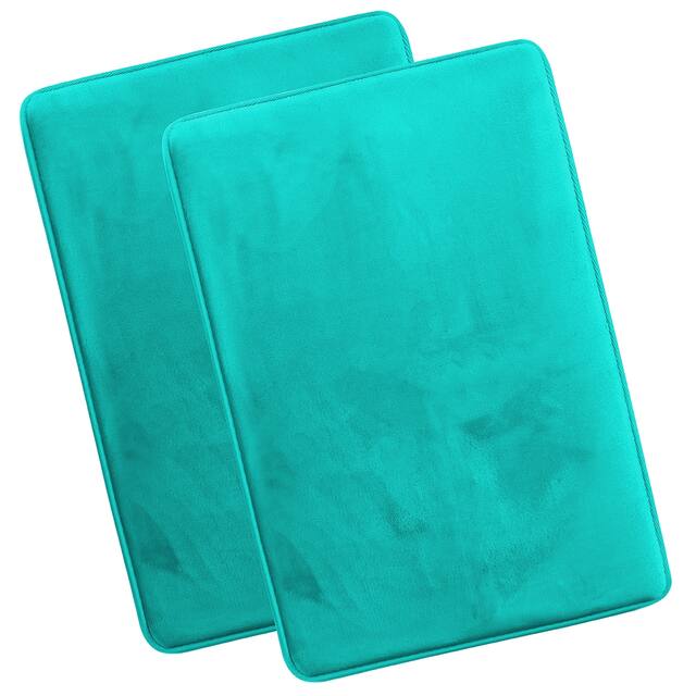 Clara Clark Ultra Soft Plush Bathroom Rug - Non-Slip, Velvet, Memory Foam Bath Mat - Set of 2 - Set of 2 20x32 - Teal