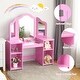 preview thumbnail 20 of 20, Costway Vanity Table Set Makeup Dressing Kids Girls Study Table Tri - See Details