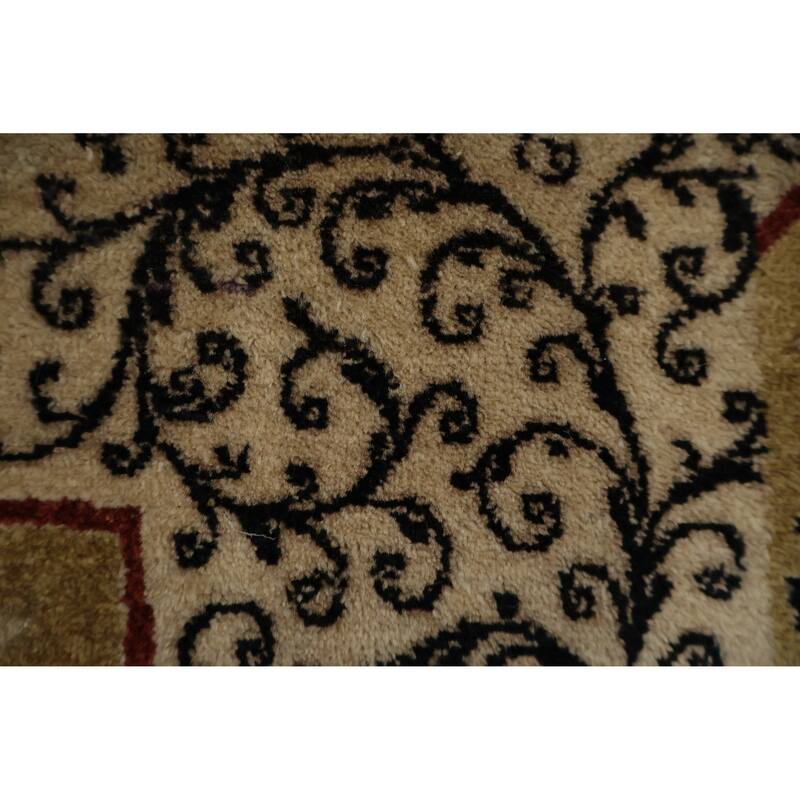 Hand Knotted Oriental 100% Wool Carpet Traditional Floral Yellow & Gold Ziegler Area Rug - 12' 4'' X 9' 0''