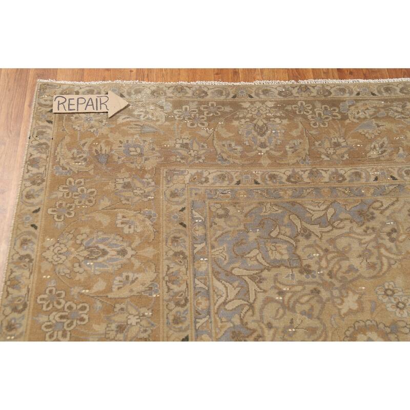 Hand Knotted Oriental 100% Wool Carpet Traditional Floral Brown Najafabad Area Rug - 12' 11'' X 9' 6''