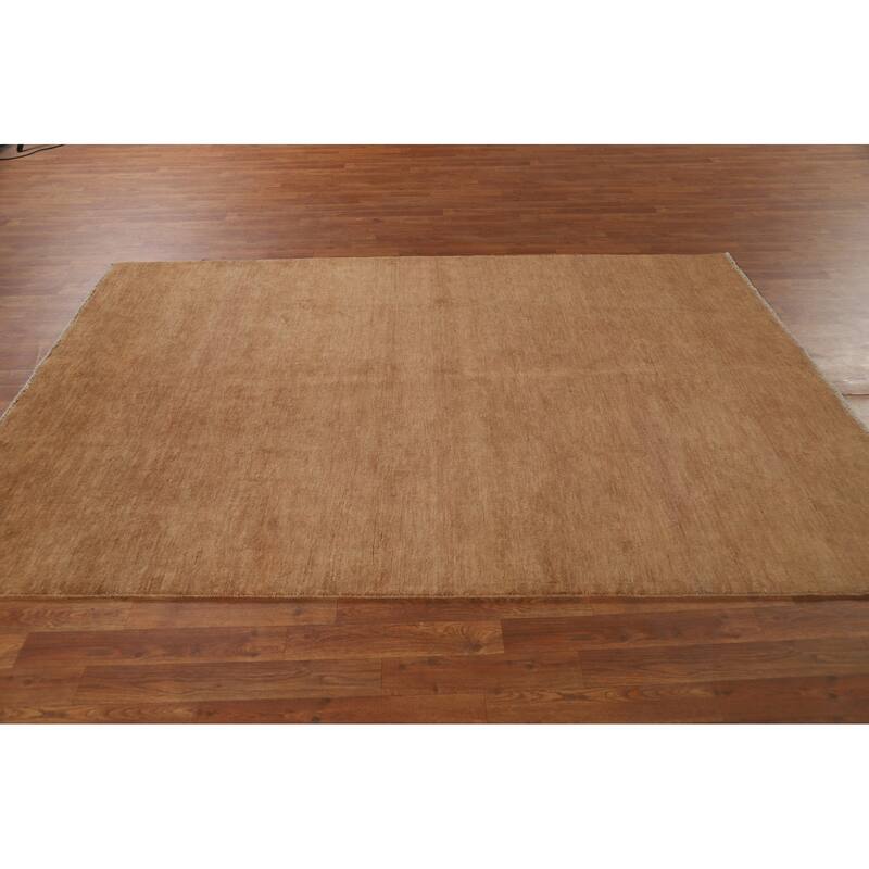 Gold Brown Modern Gabbeh Oriental Area Rug Hand-Knotted Wool Carpet - 5'5" x 8'2"