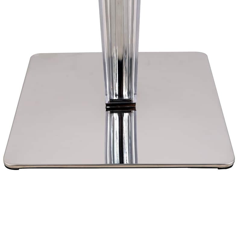 Glen Modern MDF Square Dining Table in Polished Chrome Base Clear Acrylic Base Floor Pads Easy Assembly - 23.75"