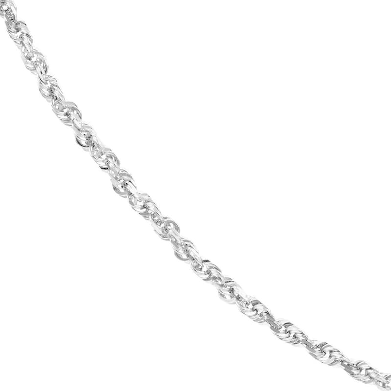 Curata 10k White Gold 1.56mm Diamond Cut Rope Chain Necklace (Lobster)