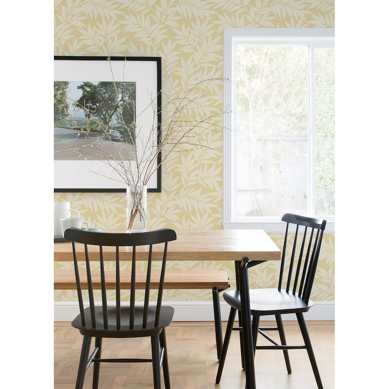 A-Street Prints Morris Yellow Leaf Wallpaper