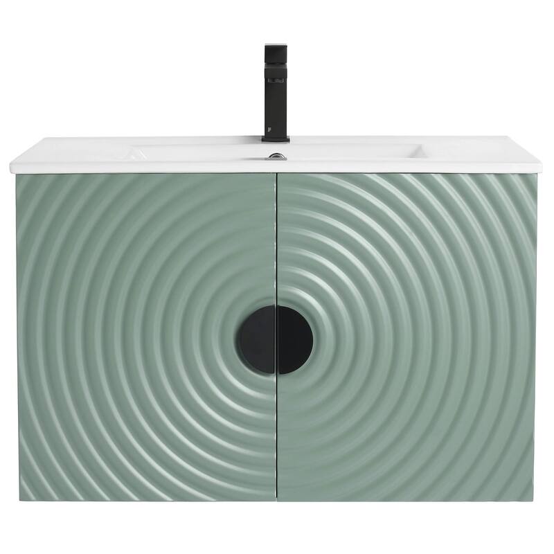 Pellabay Modern Bathroom Vanity with Fluted Circular Doors - Sink Included