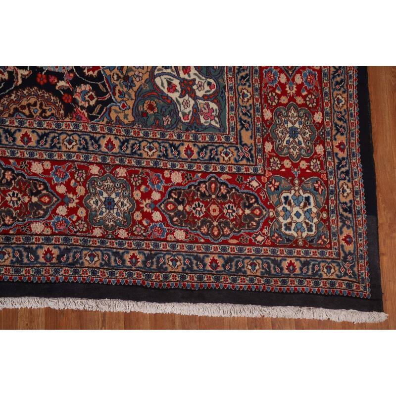 Handmade Vegetable Dye Kashmar Persian Large Rug Navy Blue Wool - 11'5" x 16'0"