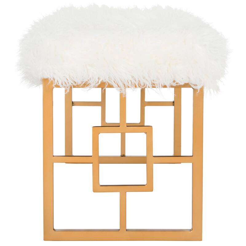 SAFAVIEH Melody White Faux Sheepskin Bench - 48Wx16Dx20H