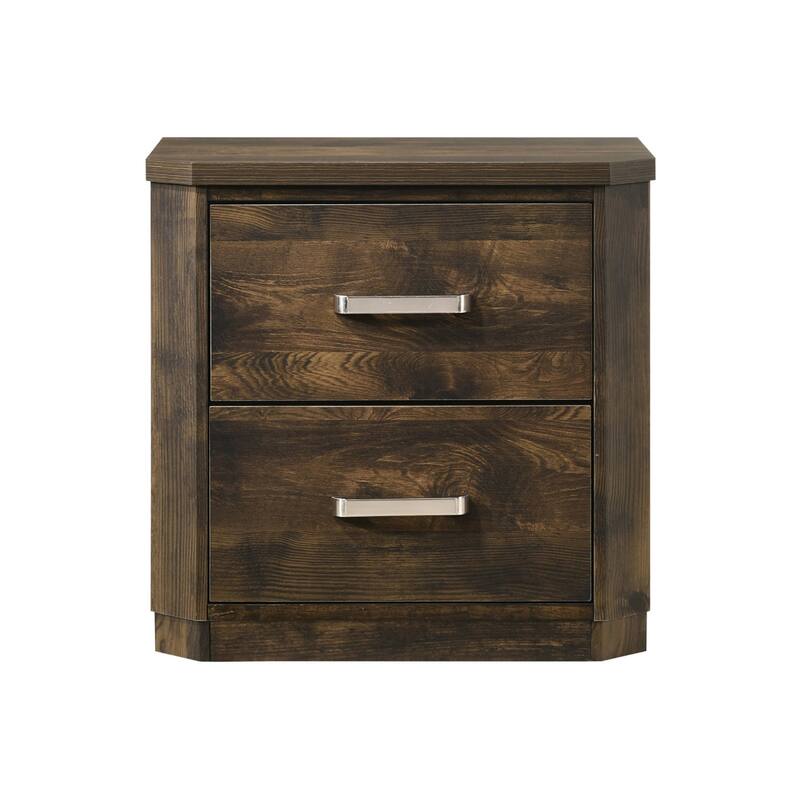 Wooden Nightstand with 2 Drawers - Rustic,Walnut