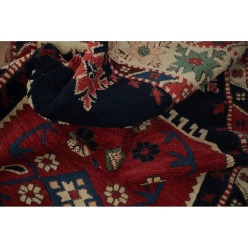 Hand Knotted Oriental 100% Wool Carpet Transitional Geometric Red Anatolian Area Rug - 5' 4'' X 3' 10''