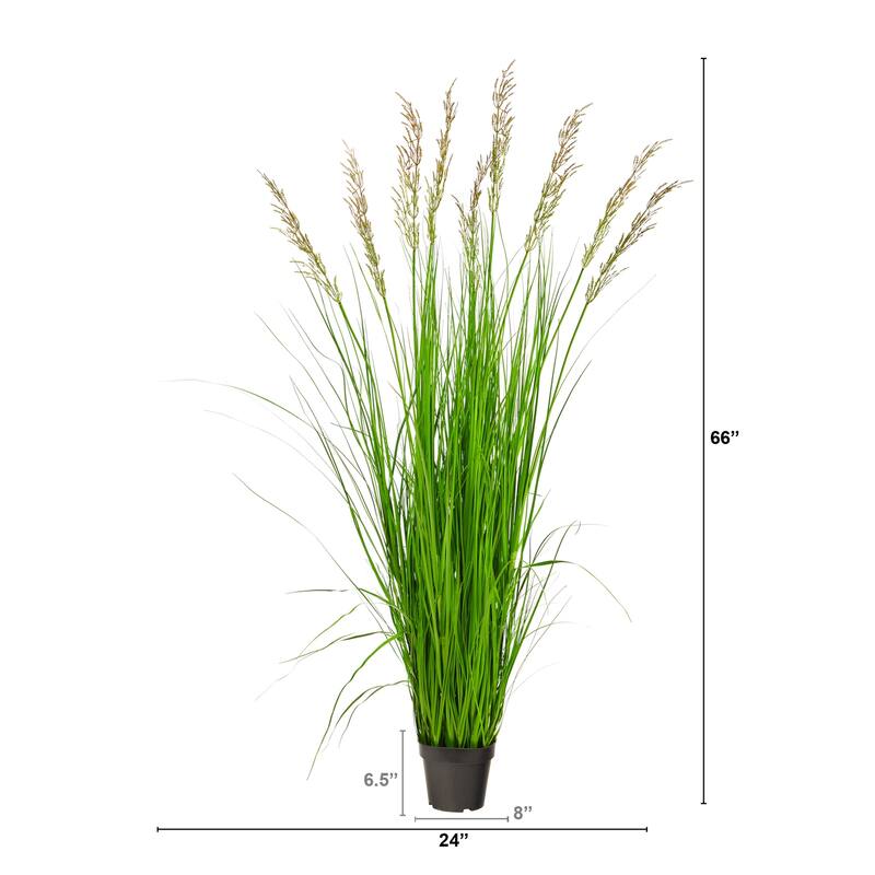Artificial Plume Grass Plant 5.5Ft Indoor Decor, Lush Green Foliage Fountain Plant, Stylish Home Accent
