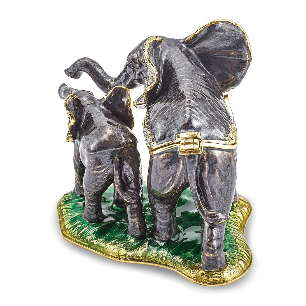 Curata Pewter Crystals Gold-Tone Enameled Ella  Eli Mom  Baby Elephant  Trinket Box on 18 Inch Necklace Bed Bath  Beyond 36203942