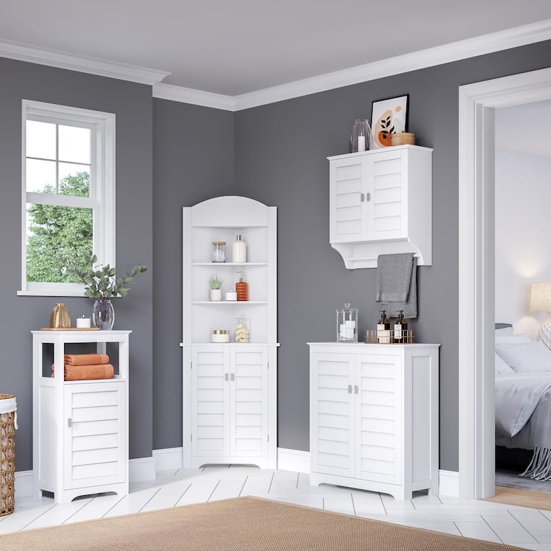 RiverRidge Brookfield Two-Door Bathroom and Laundry Wall Mount Storage Medicine Cabinet with Two Interior Shelves - White