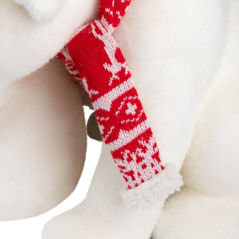 Sitting Polar Bear Mom and Cub Christmas Figure - 14.5" - White and Red