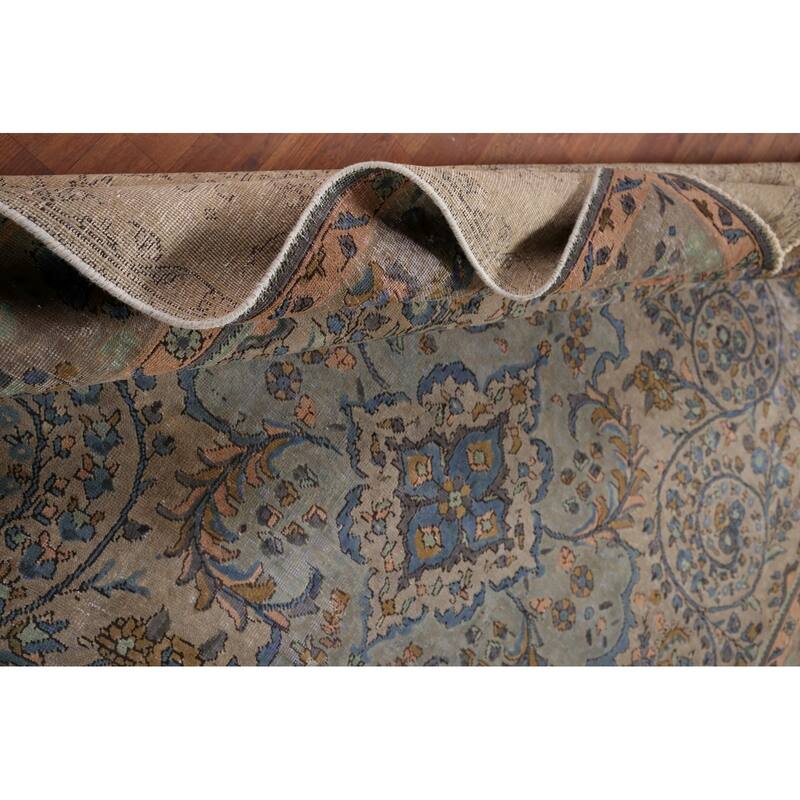 Distressed Tabriz Persian Antique Area Rug Handmade Wool Carpet - 8'0" x 10'9"