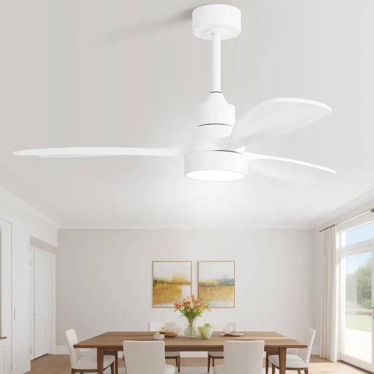 48 Inch Wood Ceiling Fan With 3 Solid Wood Blades Remote Control Reversible DC Motor For Living Room