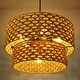 preview thumbnail 10 of 12, Ravy Farmhouse 6-Light Drum Rattan Chandelier Coastal Natural Pendant Light for Kitchen Dining Room - D 26" x H 15.7"