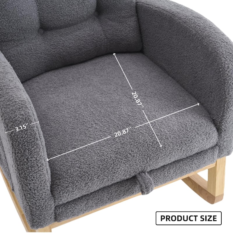 Modern Accent Rocking Chair Rocking Chair with Solid Wood Legs, Glider Rocker Side Pocket Living Room Lounge Arm Chair