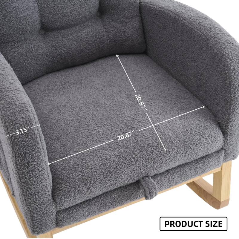 Plush Rocking Chair with Adjustable Footrest and Storage Pocket