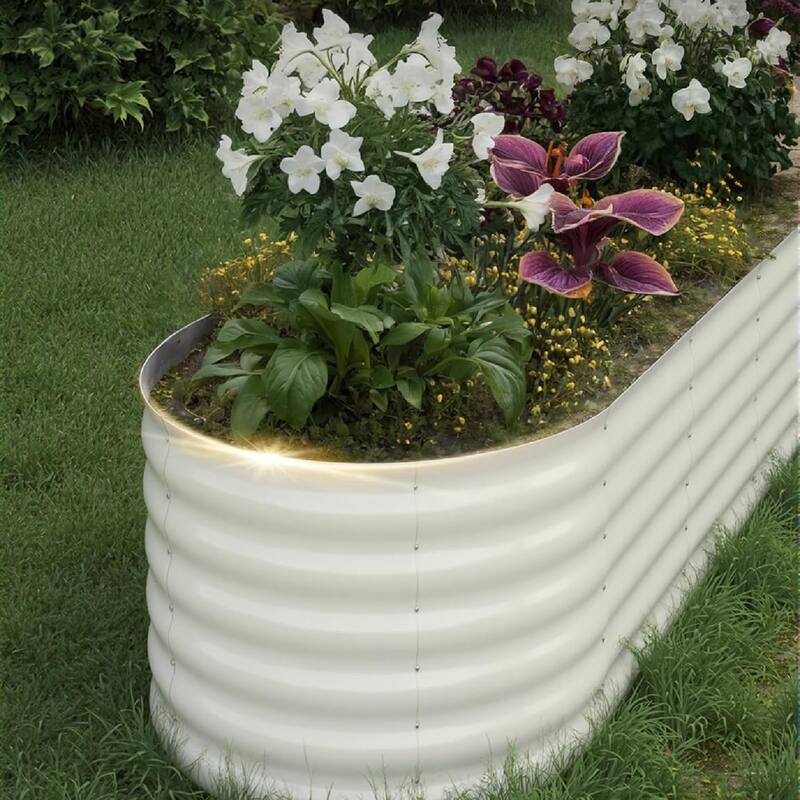 8x2x1.5ft 2Pcs Galvanized Raised Garden Bed Planter Boxes Outdoor, Off-White for Vegetables, Fruits, Flowers, Herbs - N/A