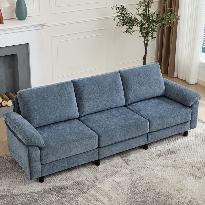 Modern Chenille 3-Seat Sofa Couch with Pillow Top Arms