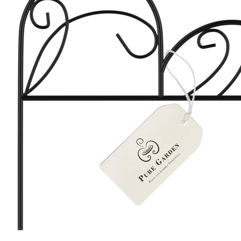 Metal Garden Fencing - Set of 5 Interlocking Panels for Flower Beds and Landscaping by Pure Garden (Black)