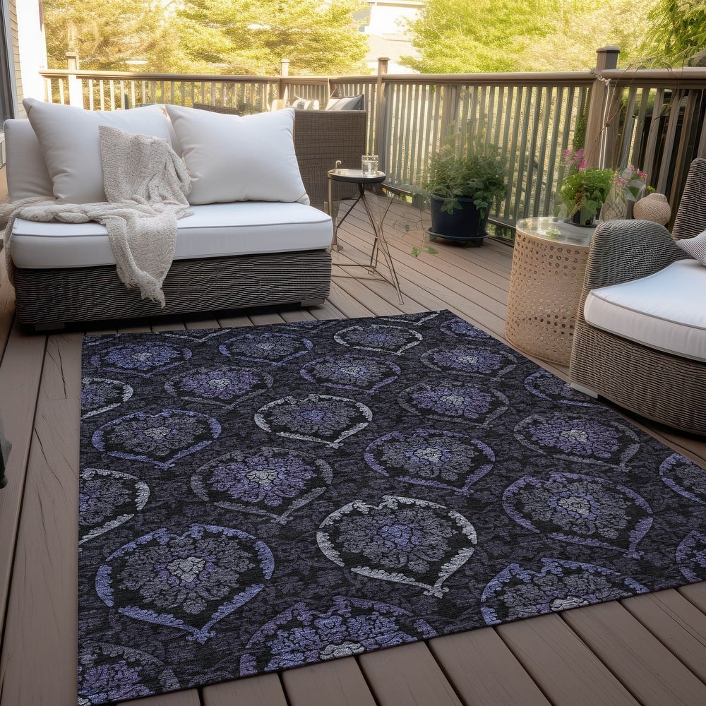 Machine Washable Indoor/ Outdoor Chantille Traditional Damask Rug