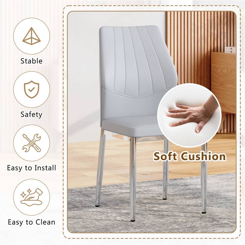 Light Gray Side Chair Reception Chair Meeting Room Chair Set of 4 Kitchen Chair Lounge Chair with Metal Legs
