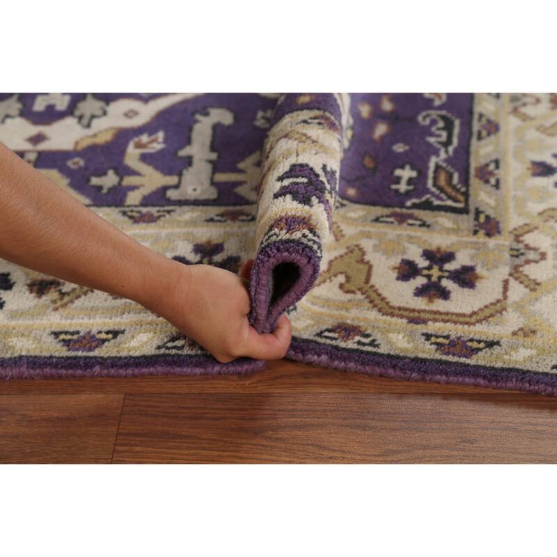 Purple Oushak Indian Rug Handmade Transitional Wool Carpet - 4'1"x 5'11"