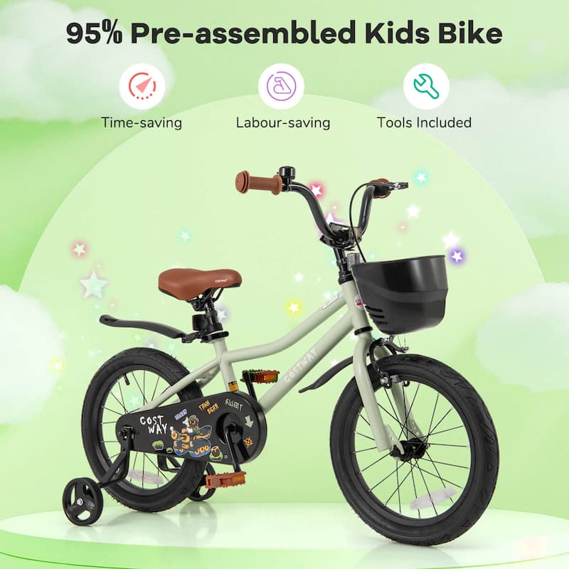 Costway 12"/14"/16"/18" Kid’s Bike with Training Wheels Adjustable