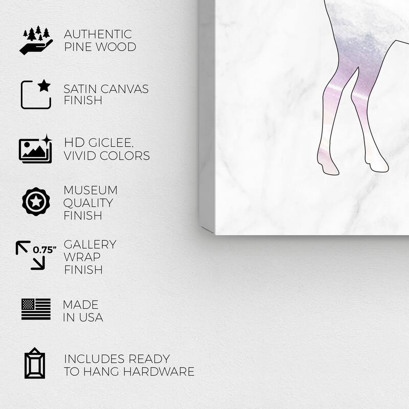 Wynwood Studio Canvas Animals Deer Holo and Marble White and Metallic White Modern & Contemporary Wall Art Canvas Print