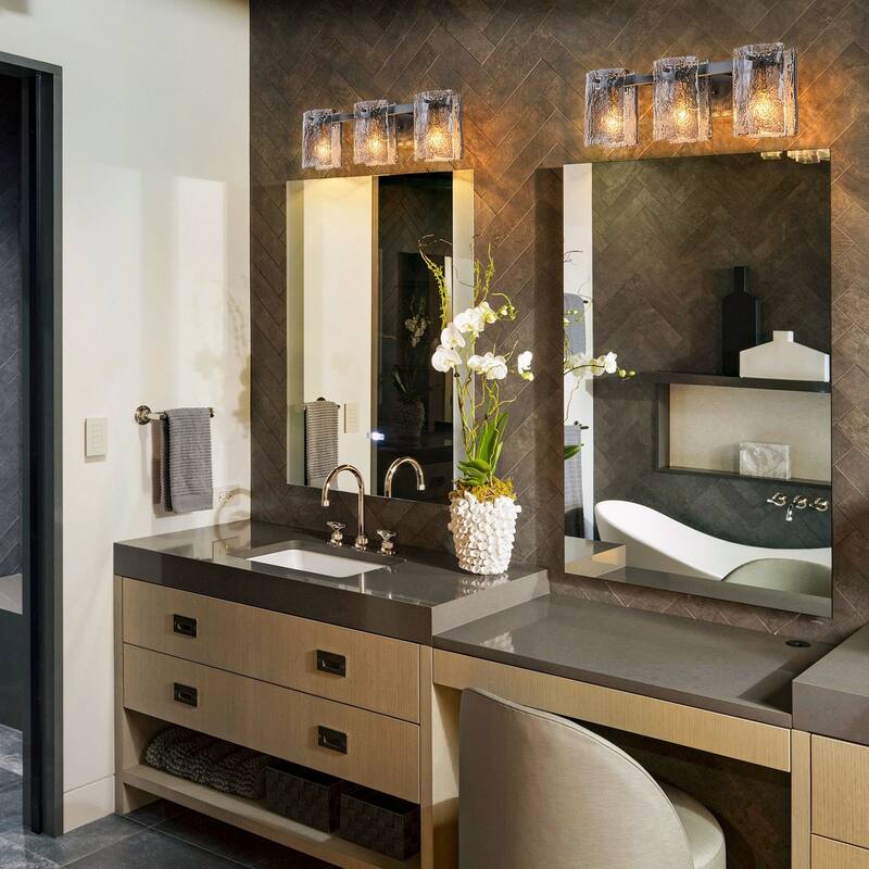 3/4-Light Textured Smoke Glass Wall Sconce — Modern Industrial Vanity Light for Bathroom