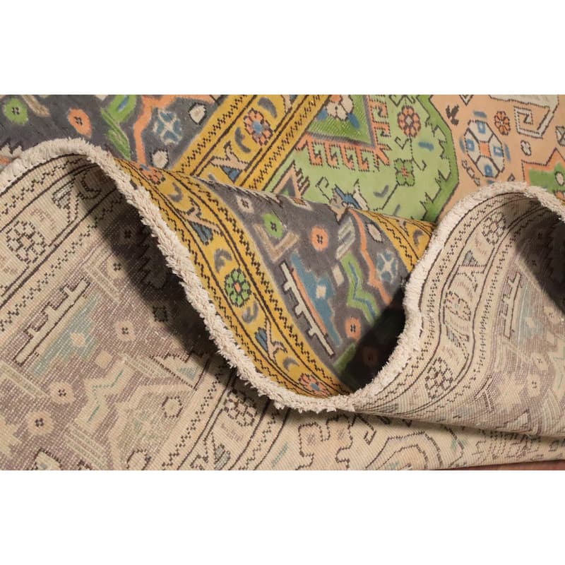 Hand Knotted Oriental 100% Wool Carpet Traditional Floral Peach Tabriz Area Rug - 11' 0'' X 8' 2''